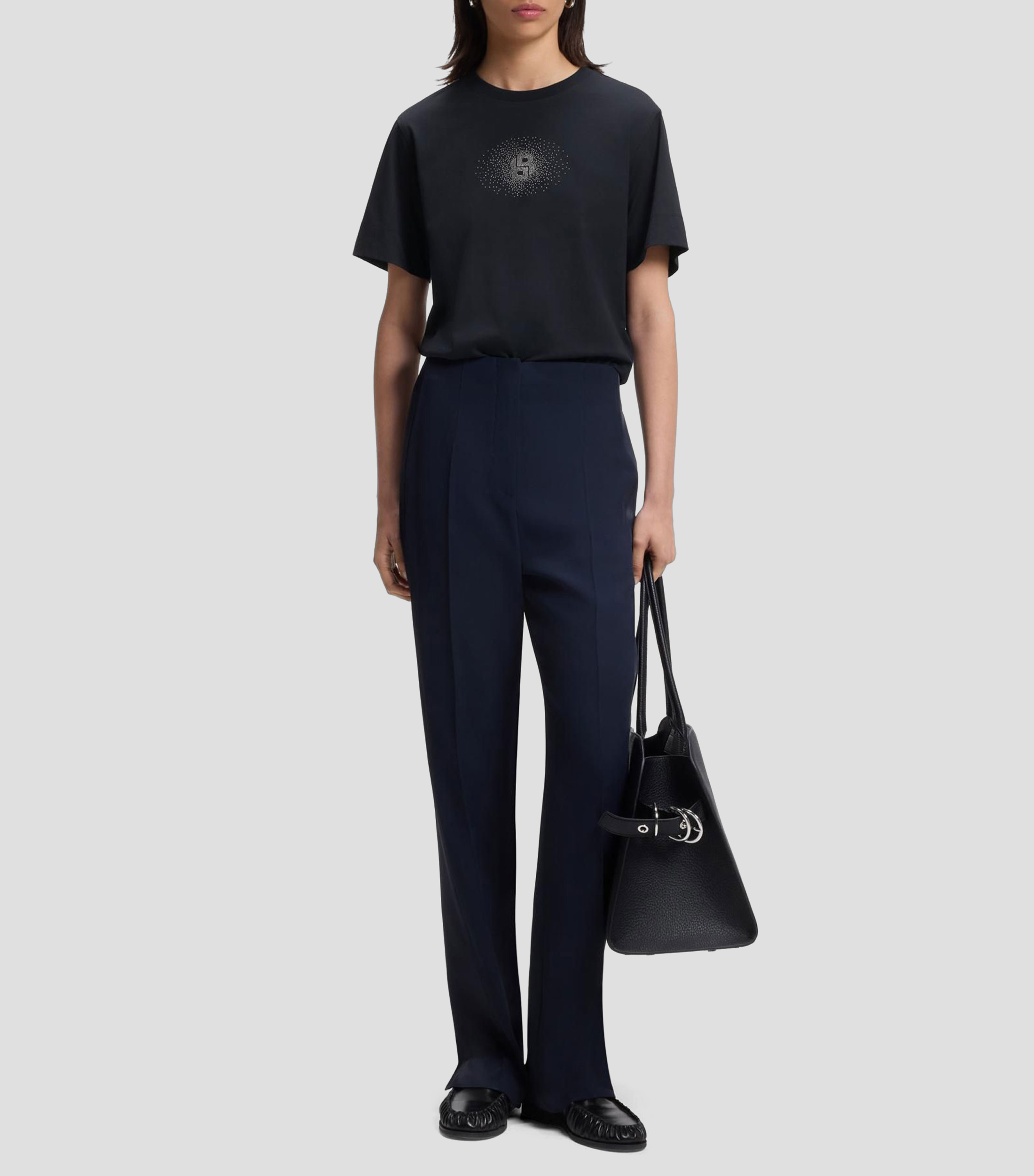 Playera regular de algodón con bordado del monograma Double B Mujer